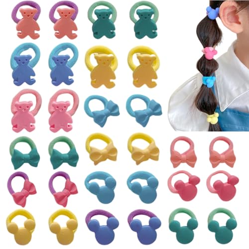 Haargummi mit Haaren Mädchen Baby Blume, 30 Stück Baby Mädchen Haargummi, Flauschige Pferdeschwanz Halter Haarspangen für Frauen Haarschleifen Mädchen Kinder Kleinkind Haarschmuck, 2 cm von TOLVUNZ