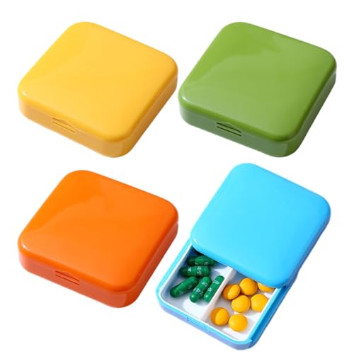 Tablettenbox Tablettendose für unterwegs, 4 Stück Pillendose 2 Fach Medizin Pillendose, Tablettenbox Reise Reise, Tragbare Pillendose, Für Reise und Tägliches Gebrauch usw, 6, 3x6, 3x1, 9 cm von TOLVUNZ