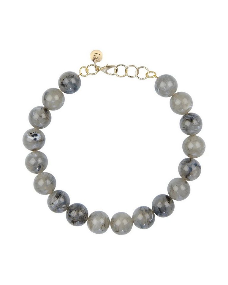 TOM+HATTY Kette mit Anhänger - Breite Kunstharzkette - Große Perlenkette - Graue Halskette von TOM+HATTY