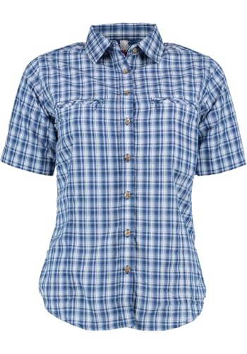 TOM COLLINS Damen Bluse Kurzarm Freizeitbluse mit Liegekragen Bubnu, Größe:40, Farbe:Jeans von TOM COLLINS