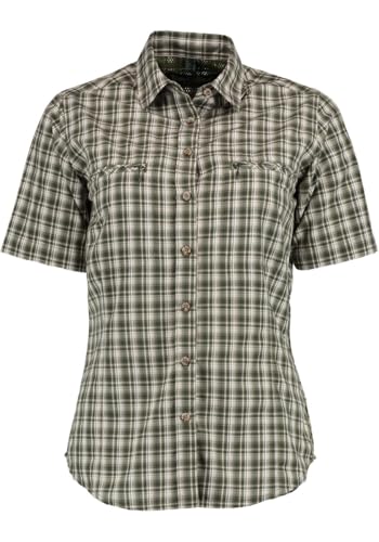 TOM COLLINS Damen Bluse Kurzarm Freizeitbluse mit Liegekragen Bubnu, Größe:44, Farbe:dunkelgrün von TOM COLLINS