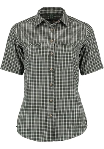 TOM COLLINS Damen Bluse Kurzarm Freizeitbluse mit Liegekragen Punap, Größe:40, Farbe:dunkelgrün von TOM COLLINS