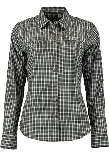 TOM COLLINS Damen Bluse Langarm Freizeitbluse mit Liegekragen Twoios, Größe:50, Farbe:dunkelgrün von TOM COLLINS