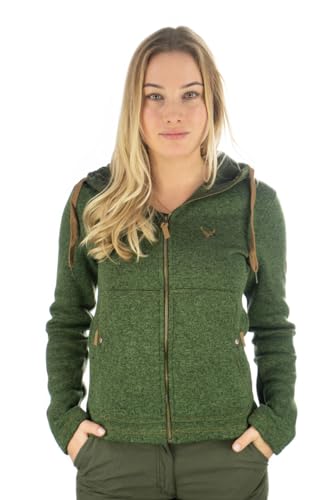 TOM COLLINS Damen Fleecejacke Freizeitjacke Zipper hochgeschlossen mit Kapuze Adisur, Größe:36, Farbe:trachtengrün von TOM COLLINS