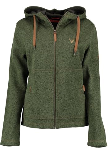 TOM COLLINS Damen Fleecejacke Freizeitjacke Zipper hochgeschlossen mit Kapuze Adisur, Größe:48, Farbe:trachtengrün von TOM COLLINS