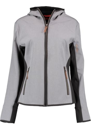 TOM COLLINS Damen Softshelljacke Übergangsjacke Outdoorjacke mit Kapuze Gixud, Größe:50, Farbe:hellgrau von TOM COLLINS