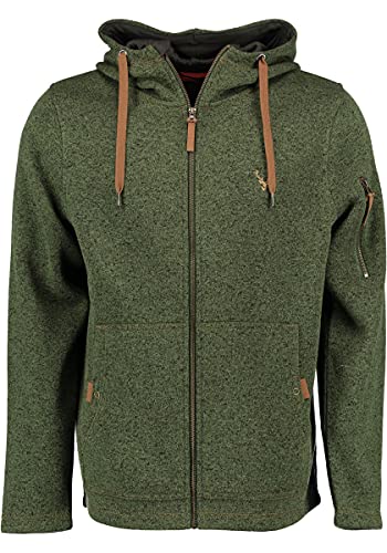 TOM COLLINS Herren Fleecejacke Freizeitjacke Zipper hochgeschlossen mit Kapuze Vazabi, Größe:5XL, Farbe:trachtengrün von TOM COLLINS