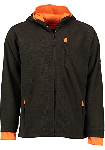 TOM COLLINS Herren Piqué-Fleecejacke Freizeitjacke hochgeschlossen mit Kapuze Fecaya, Größe:L, Farbe:oliv von TOM COLLINS
