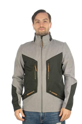 TOM COLLINS Herren Softshelljacke Übergangsjacke Outdoorjacke hochgeschlossen Gnoyod, Größe:6XL, Farbe:hellgrau von TOM COLLINS