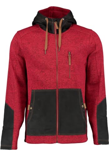 TOM COLLINS Herren Strickfleecejacke Übergangsjacke mit Kapuze Mumep, Größe:6XL, Farbe:hochrot von TOM COLLINS