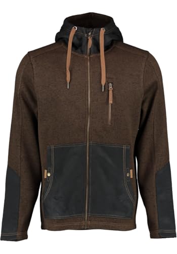 TOM COLLINS Herren Strickfleecejacke Übergangsjacke mit Kapuze Mumep, Größe:XXXL, Farbe:Dunkelbraun von TOM COLLINS