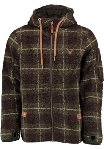 TOM COLLINS Herren Teddyfleece-Jacke Übergangsjacke mit Kapuze Arypa, Größe:XXXL, Farbe:oliv von TOM COLLINS