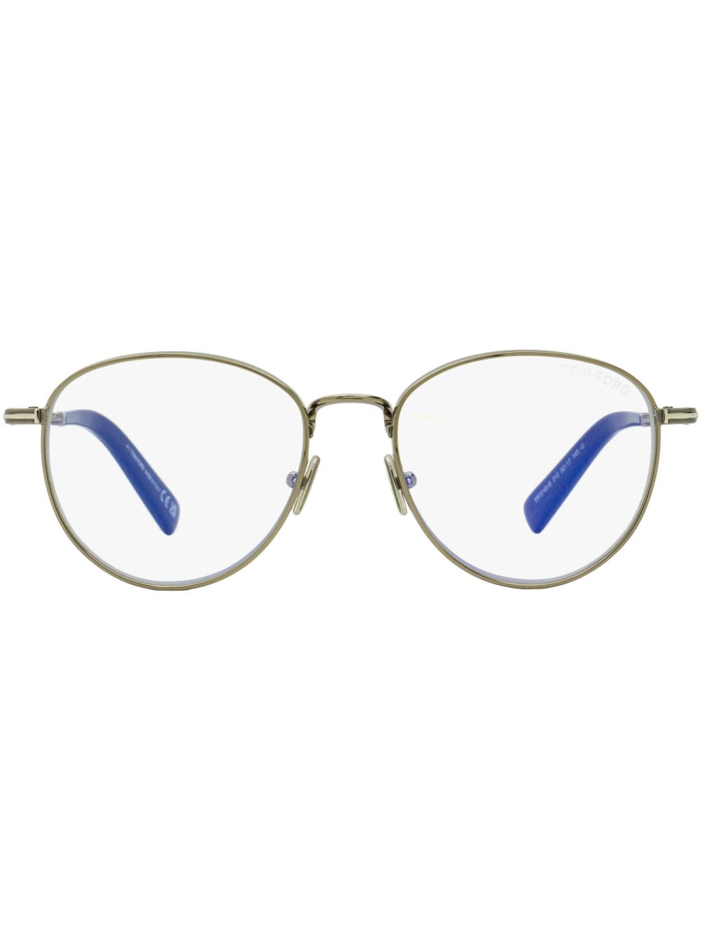 TOM FORD Eyewear Blue Block Brille mit rundem Gestell - Silber von TOM FORD Eyewear