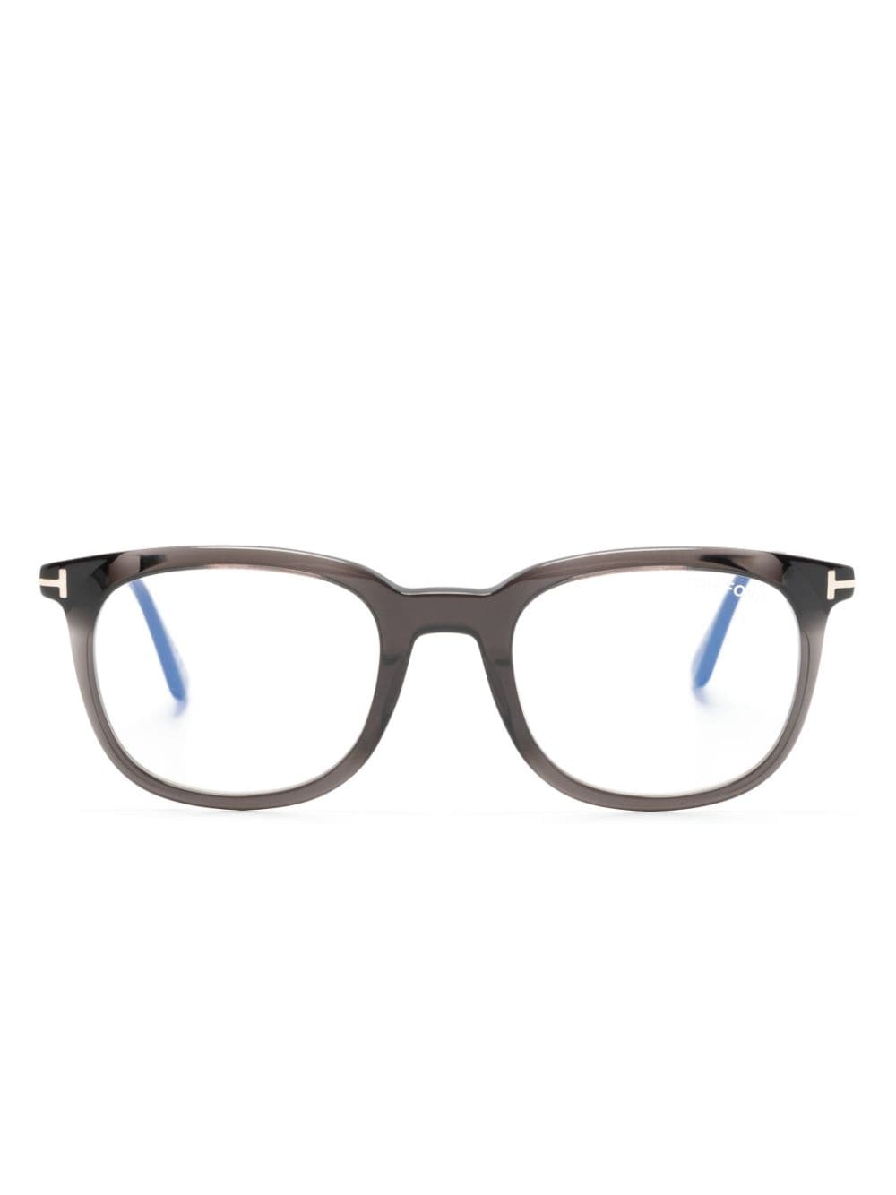 TOM FORD Eyewear Runde Brille mit Logo-Schild - Schwarz von TOM FORD Eyewear