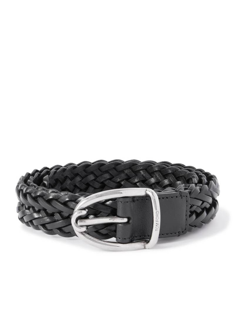 TOM FORD - 2.5cm Woven Leather Belt - Men - Black - EU 105 von TOM FORD