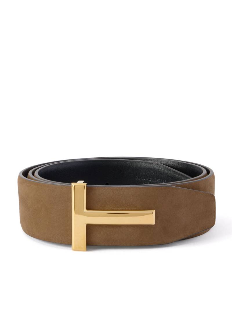 TOM FORD - 4cm Reversible Nubuck and Leather Belt - Men - Brown - EU 110 von TOM FORD