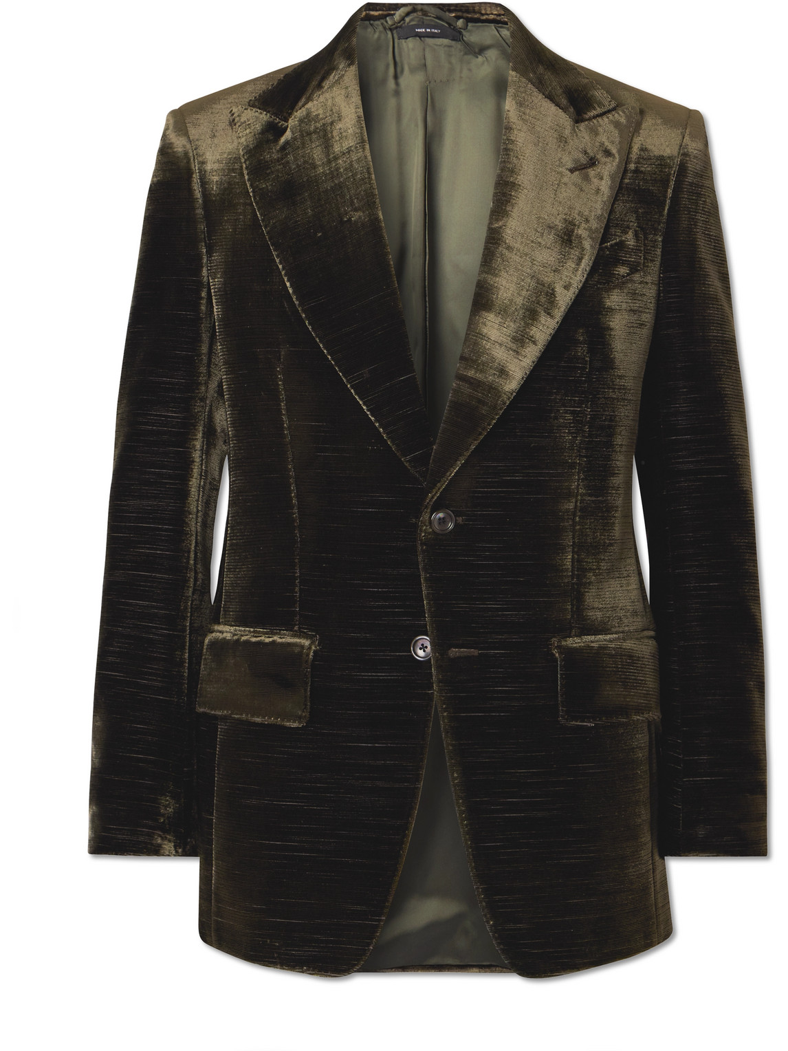 TOM FORD - Atticus Slim-Fit Cotton-Velvet Blazer - Men - Green - IT 52 von TOM FORD