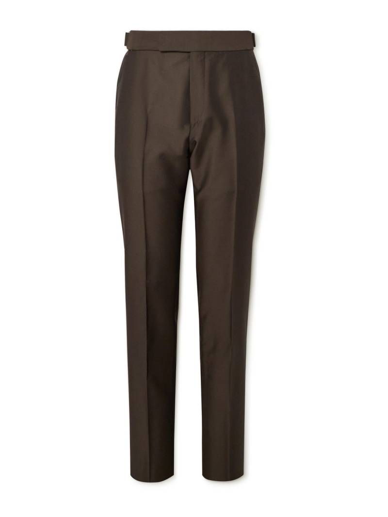 TOM FORD - Atticus Slim-Fit Tapered Wool and Silk-Blend Suit Trousers - Men - Brown - IT 50 von TOM FORD