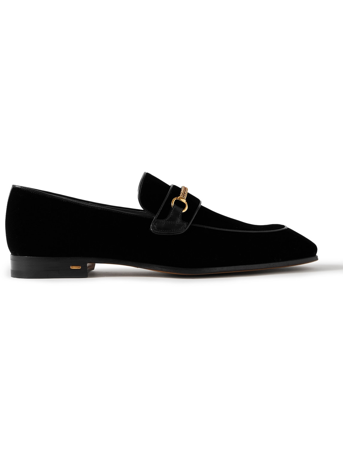 TOM FORD - Bailey Chain-Embellished Leather-Trimmed Velvet Loafers - Men - Black - UK 7.5 TOM FORD - Bailey Chain-Embellished Leather-Trimmed Velvet Loafers - Men - Black - UK 7.5 von TOM FORD