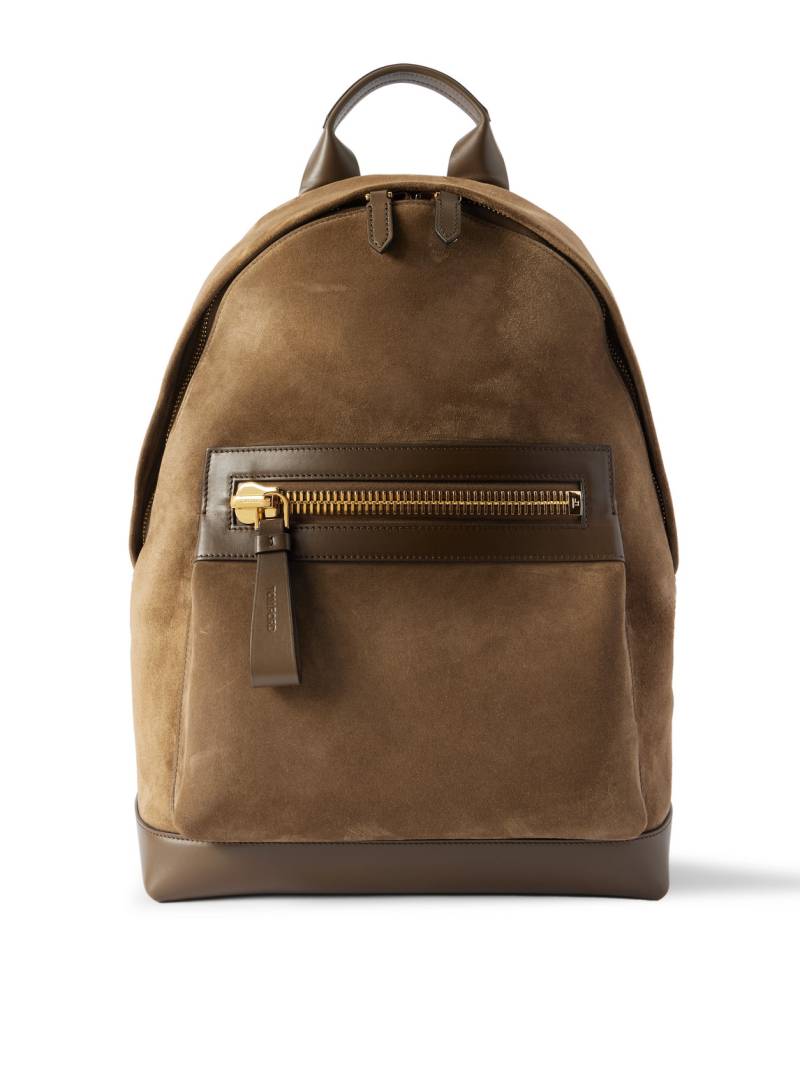 TOM FORD - Buckley Leather-Trimmed Suede Backpack - Men - Brown von TOM FORD