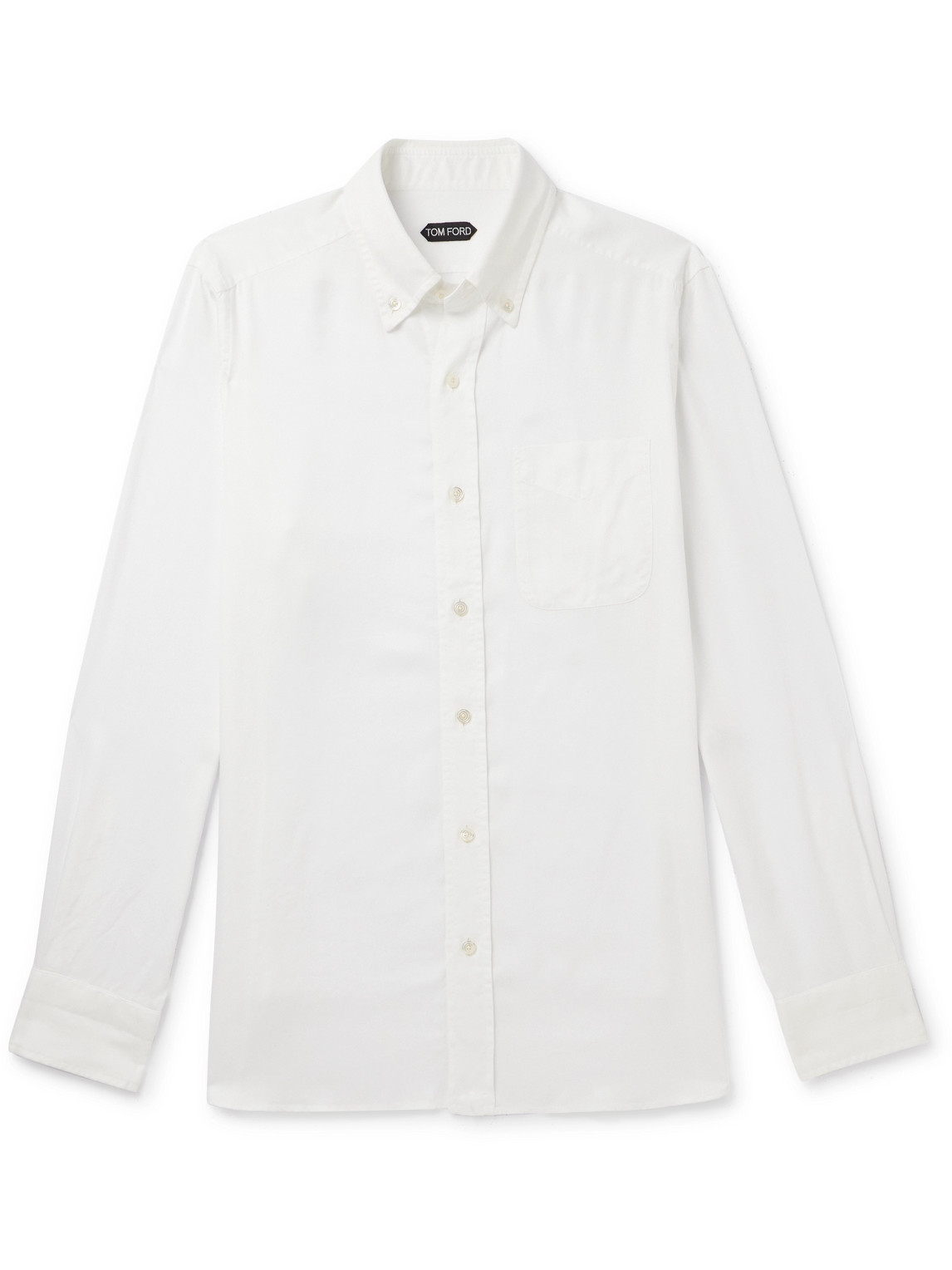 TOM FORD - Button-Down Collar Lyocell-Poplin Shirt - Men - White - EU 42 von TOM FORD