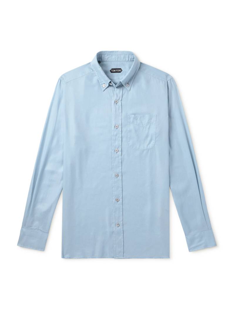 TOM FORD - Button-Down Collar Lyocell Shirt - Men - Blue - EU 44 von TOM FORD