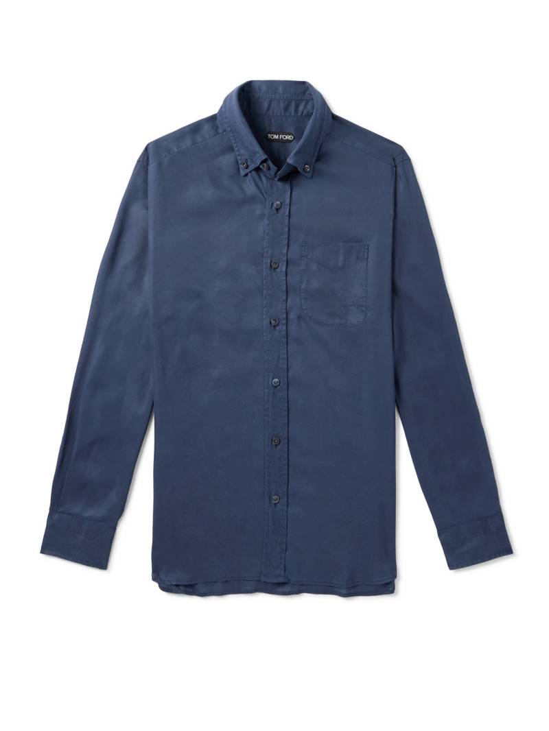 TOM FORD - Button-Down Collar Lyocell-Twill Shirt - Men - Blue - EU 40 von TOM FORD