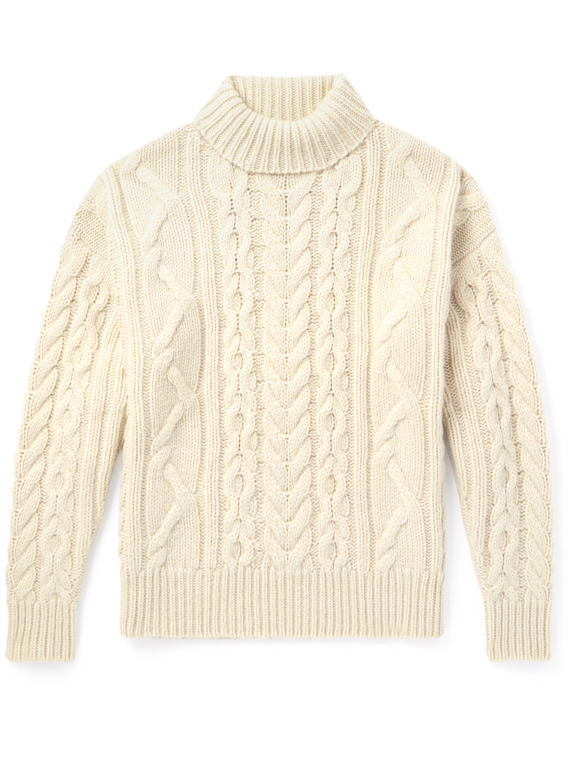 TOM FORD - Cable-Knit Wool, Cashmere and Mohair-Blend Rollneck Sweater - Men - Neutrals - IT 48 TOM FORD - Cable-Knit Wool, Cashmere and Mohair-Blend Rollneck Sweater - Men - Neutrals - IT 48 von TOM FORD