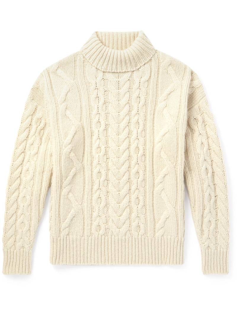 TOM FORD - Cable-Knit Wool, Cashmere and Mohair-Blend Rollneck Sweater - Men - Neutrals - IT 54 von TOM FORD