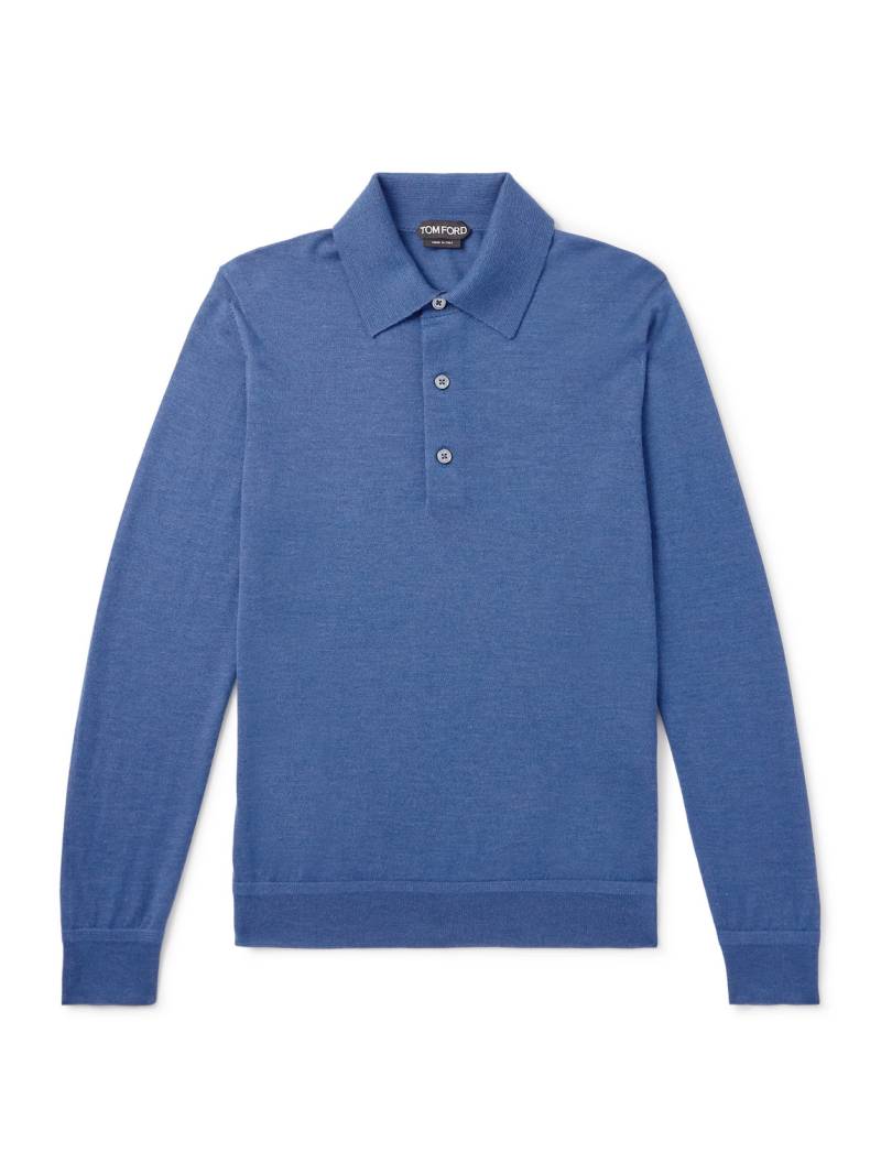 TOM FORD - Cashmere and Silk-Blend Polo Shirt - Men - Blue - IT 50 von TOM FORD