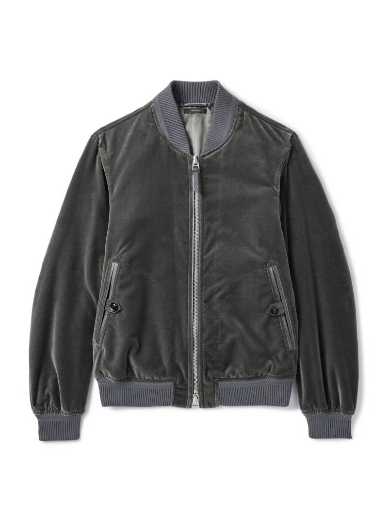 TOM FORD - Cotton-Velvet Bomber Jacket - Men - Gray - IT 50 von TOM FORD
