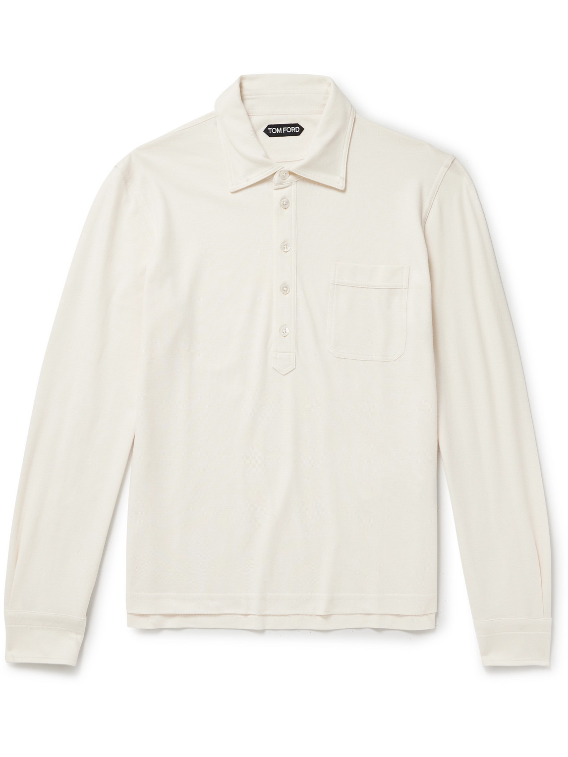 TOM FORD - Cotton and Silk-Blend Piqué Polo Shirt - Men - White - IT 46 von TOM FORD