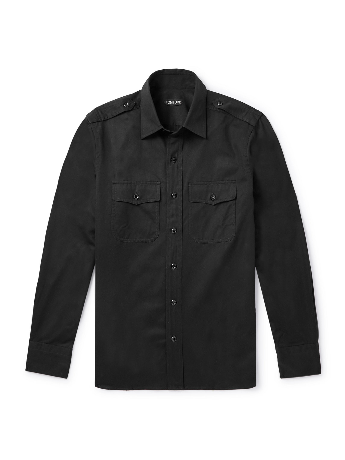 TOM FORD - Cotton and Silk-Blend Twill Shirt - Men - Black - EU 40 von TOM FORD