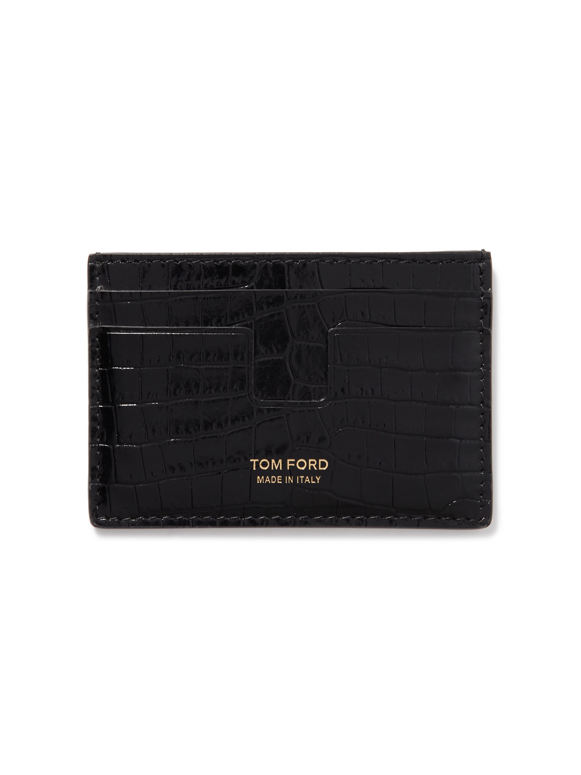 TOM FORD - Croc-Effect Leather Cardholder - Men - Black von TOM FORD