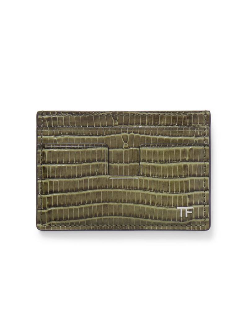 TOM FORD - Croc-Effect Leather Cardholder - Men - Green von TOM FORD