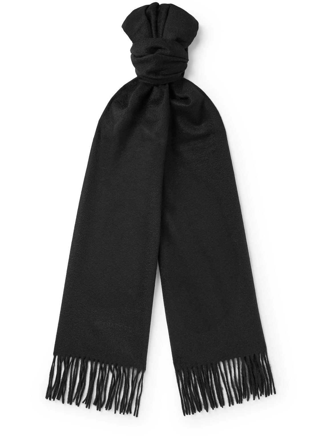 TOM FORD - Day Fringed Logo-Embroidered Cashmere Scarf - Men - Black von TOM FORD