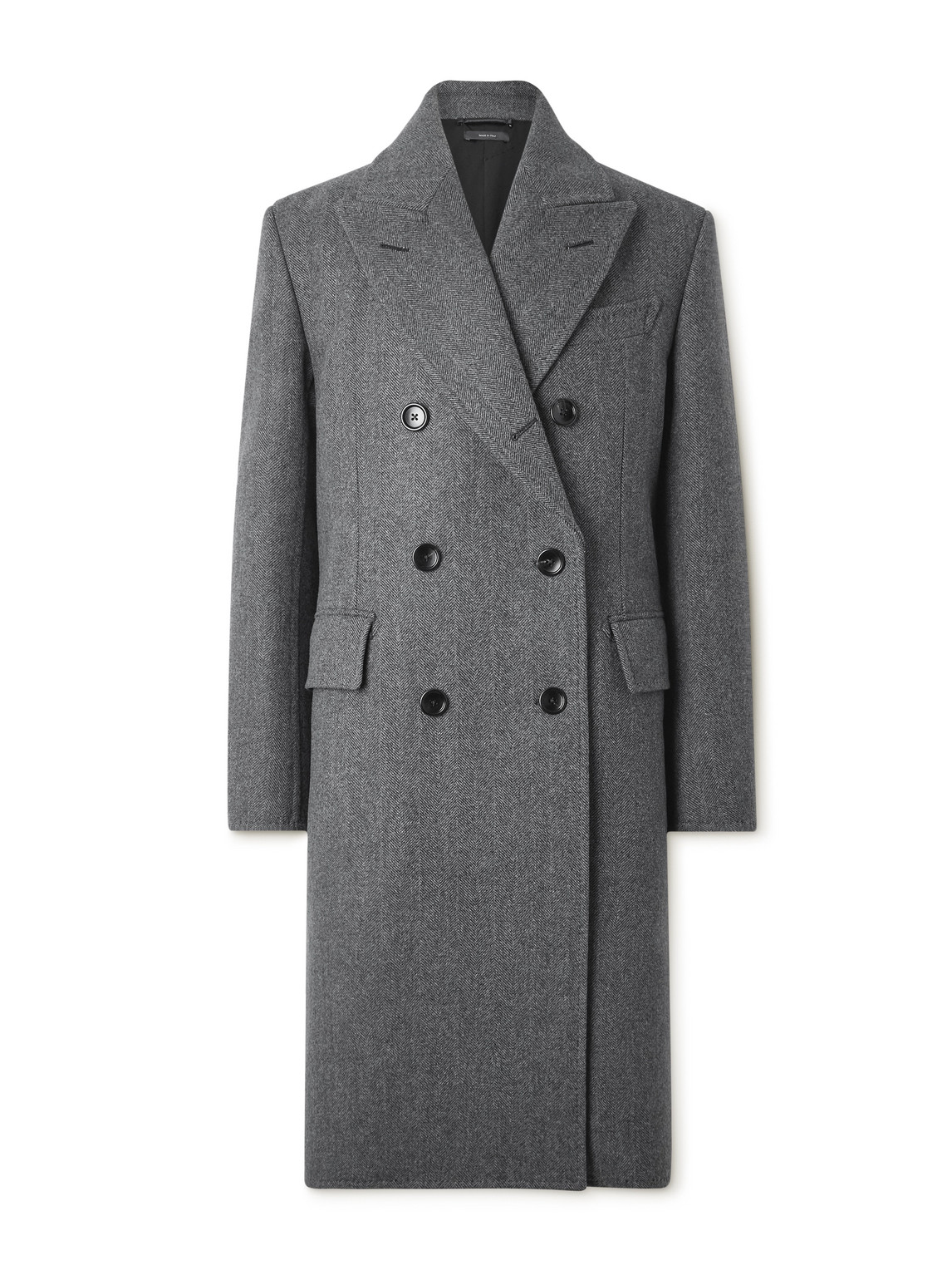TOM FORD - Double-Breasted Herringbone Wool Coat - Men - Gray - IT 46 von TOM FORD
