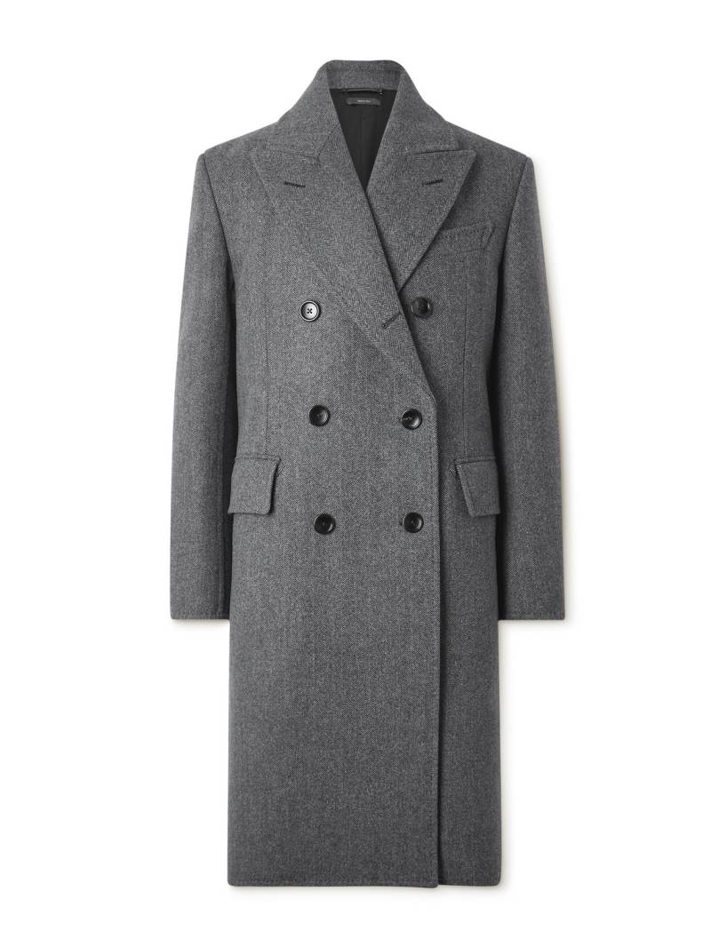 TOM FORD - Double-Breasted Herringbone Wool Coat - Men - Gray - IT 46 von TOM FORD