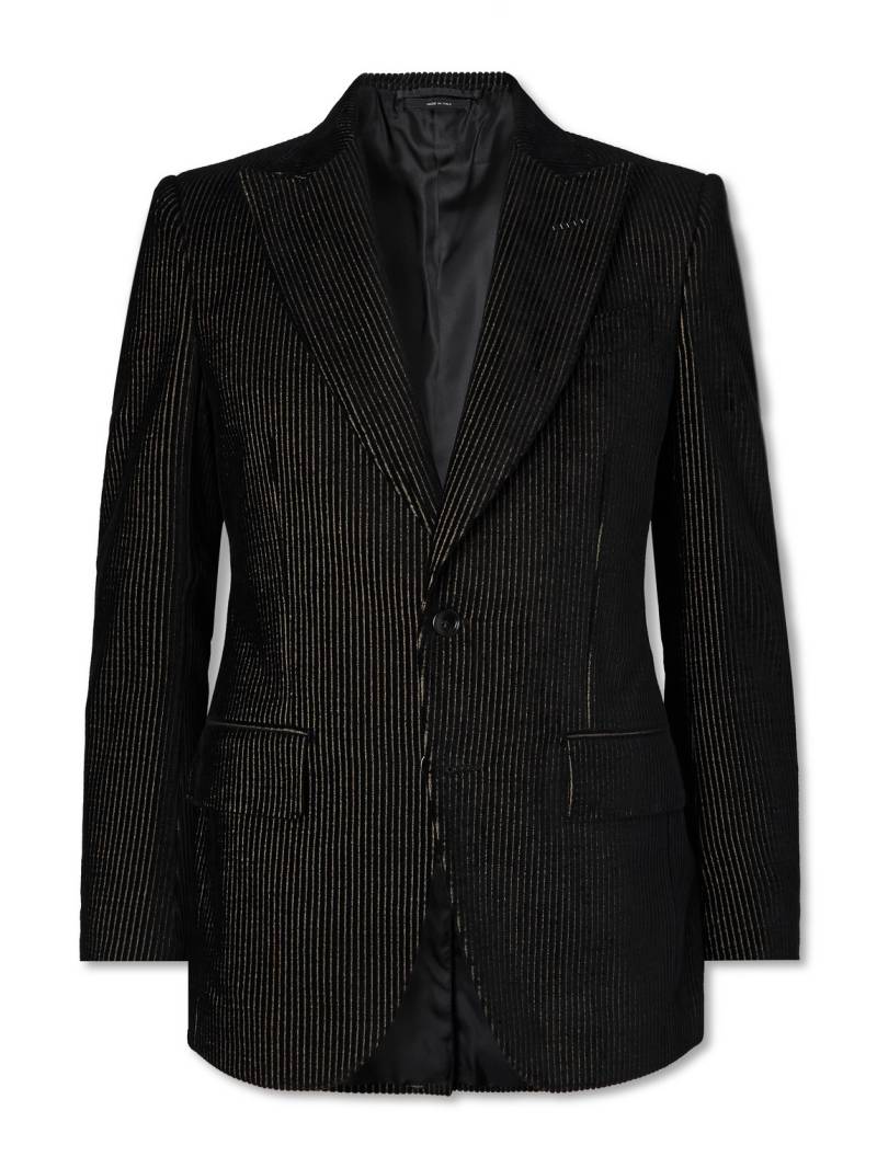 TOM FORD - Dyllan Metallic Striped Cotton-Blend Velvet Tuxedo Jacket - Men - Black - IT 46 von TOM FORD