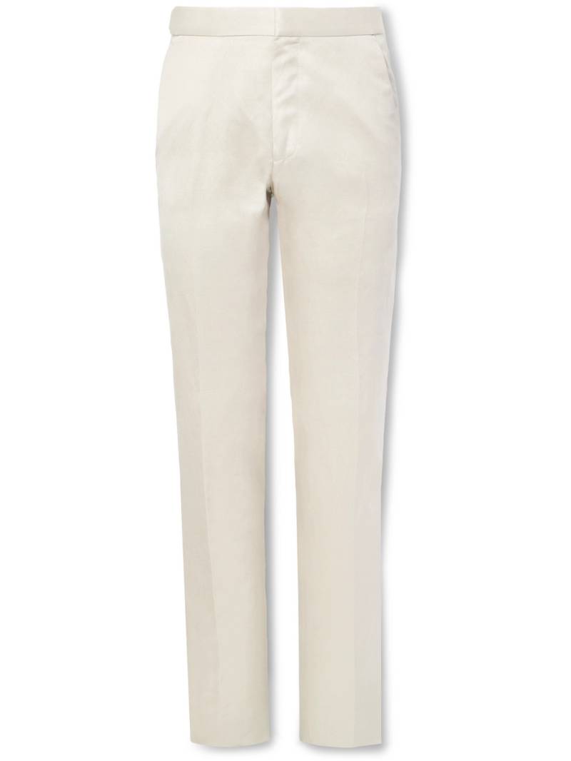 TOM FORD - Dyllan Straight-Leg Silk and Linen-Blend Twill Suit Trousers - Men - Neutrals - IT 50 von TOM FORD