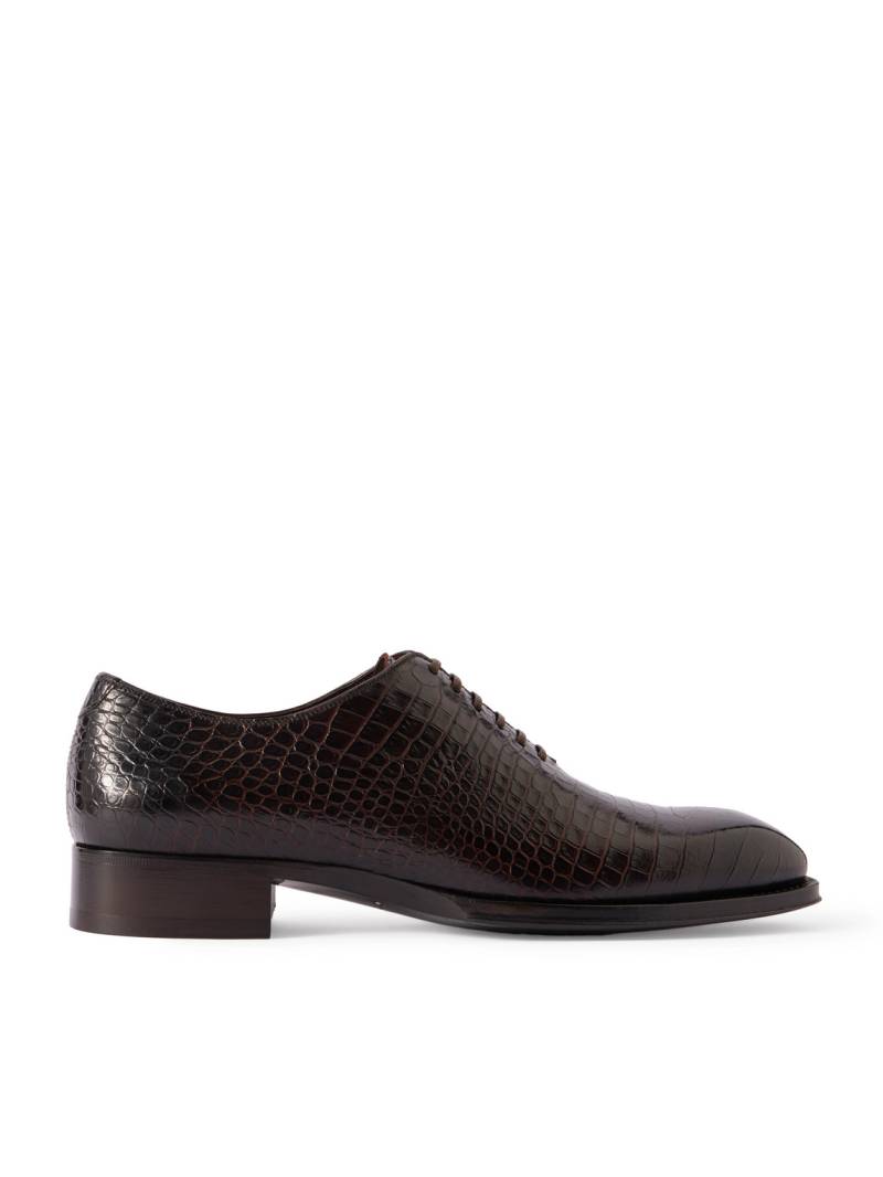TOM FORD - Elkan Croc-Effect Leather Oxford Shoes - Men - Brown - EU 40 von TOM FORD