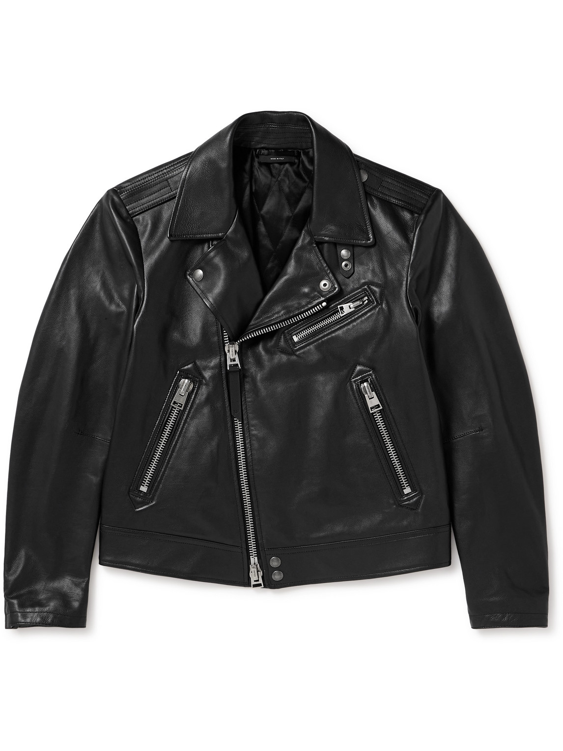 TOM FORD - Full-Grain Leather Biker Jacket - Men - Black - IT 56 von TOM FORD