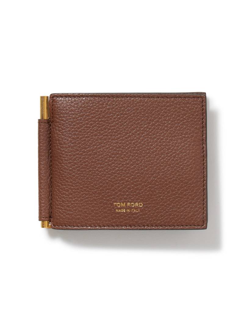 TOM FORD - Full-Grain Leather Billfold Wallet with Money Clip - Men - Brown von TOM FORD