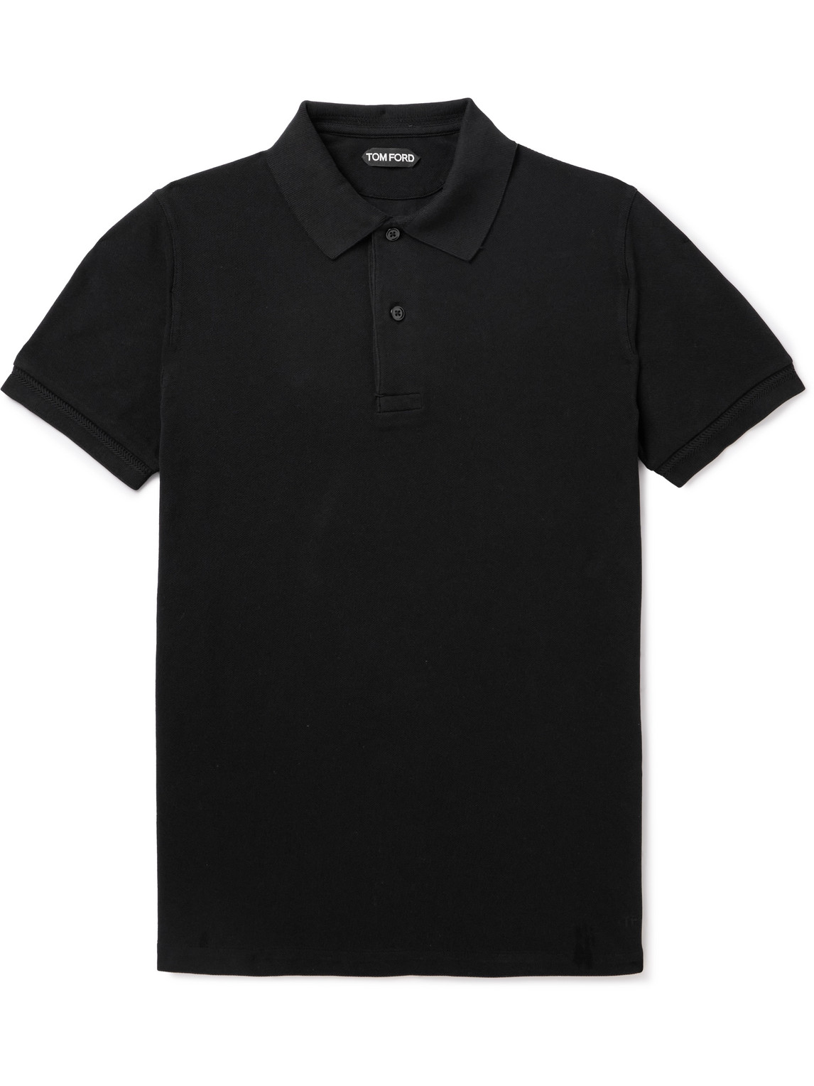 TOM FORD - Garment-Dyed Cotton-Piqué Polo Shirt - Men - Black - IT 48 von TOM FORD
