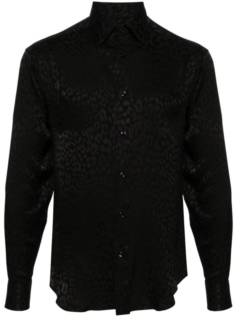 TOM FORD Hemd mit Leoparden-Jacquardmuster - Schwarz von TOM FORD