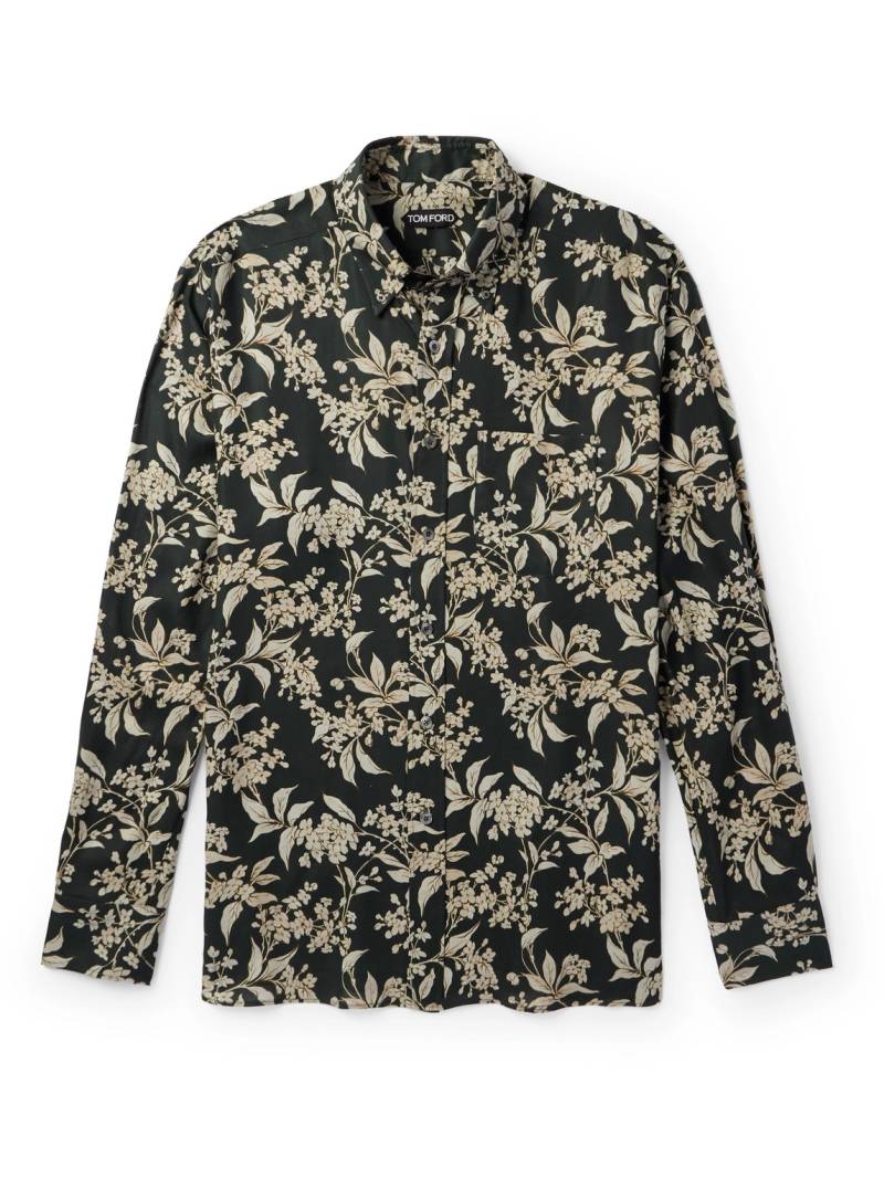 TOM FORD - Keith Button-Down Collar Floral-Print Lyocell-Twill Shirt - Men - Green - EU 41 von TOM FORD