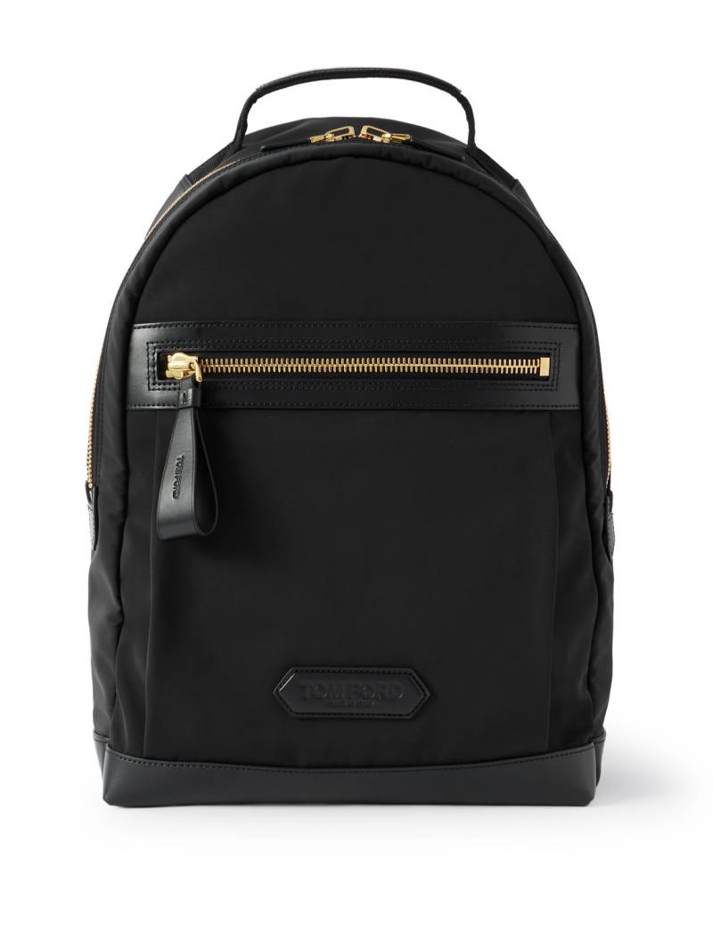 TOM FORD - Leather-Trimmed Shell Backpack - Men - Black von TOM FORD