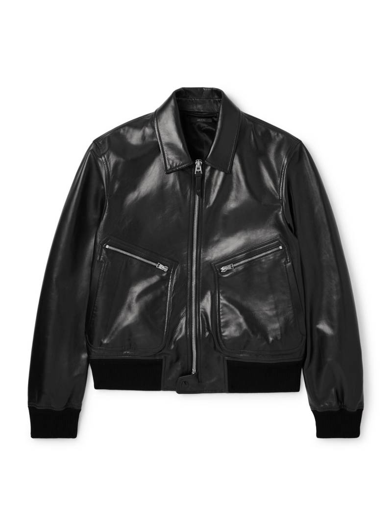 TOM FORD - Leather Zip-Up Jacket - Men - Black - IT 56 von TOM FORD