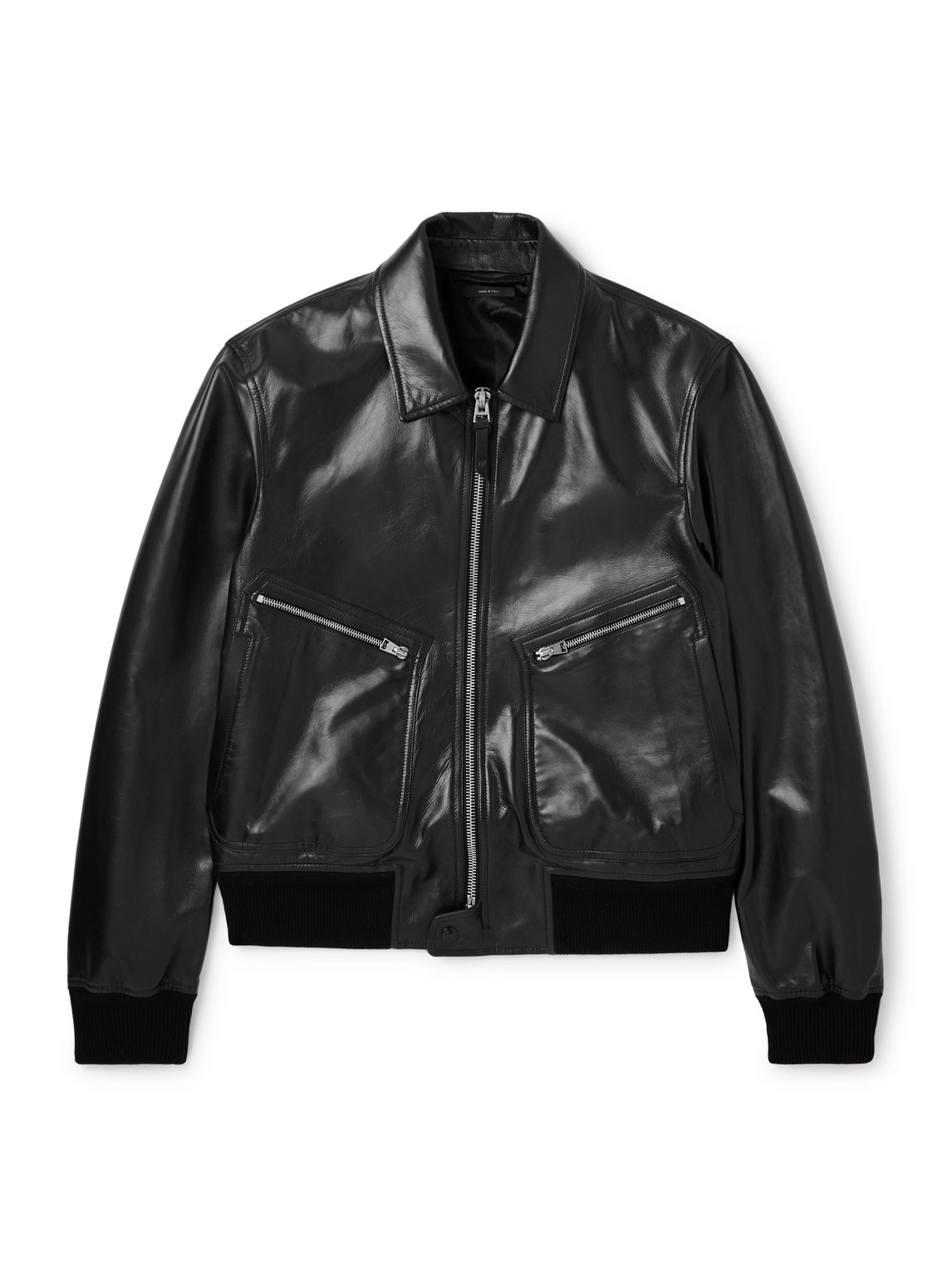 TOM FORD - Leather Zip-Up Jacket - Men - Black - IT 60 von TOM FORD