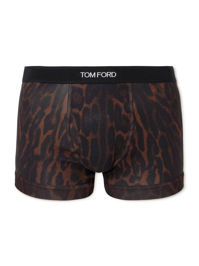 TOM FORD - Leopard-Print Stretch-Cotton Boxer Briefs - Men - Brown - M von TOM FORD